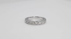 1-1/2 ct. tw. Round Brilliant Prong Set Diamond Anniversary Band in 14K White Gold angled view