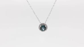 American Colors Montana Sapphire & 1/10 ct. tw. Diamond Halo Pendant in 10K White Gold front view