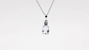 Oval Aquamarine & Diamond Accent Pendant in 10K White Gold front view