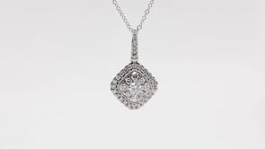 Fairytale Diamonds 1 ct. tw. Diamond Cushion-Shape Cluster Pendant in 10K White Gold front view