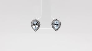 Pear Aquamarine & 1/4 ct. tw. Diamond Halo Earrings in 10K White Gold close-up detail