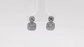 Fairytale Diamonds 1 ct. tw. Diamond Cushion-Shape Cluster Drop Earrings in 10K White Gold front view