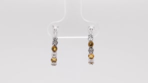 Citrine & Diamond Accent Hoop Earrings in 10K White Gold front view