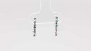 Emerald & 1/8 ct. tw. Diamond Hoop Earrings in 10K White Gold front view