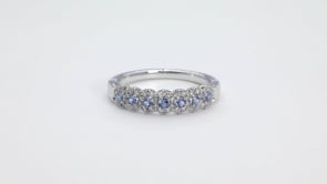 Yogo Sapphire & 1/4 ct. tw. Diamond Halo Band in 10K White Gold close-up detail