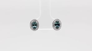 American Colors Oval Montana Sapphire & 1/6 ct. tw. Diamond Halo Earrings in 10K White Gold front view