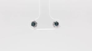American Colors 3.5mm Round Montana Sapphire Stud Earrings in 10K White Gold close-up detail