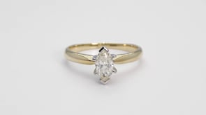 Natural 3/4 ct. tw. Marquise Diamond Solitaire Engagement Ring in 14K Yellow Gold close-up detail