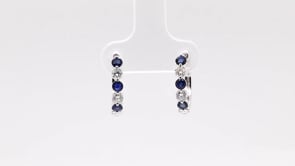 Sapphire and 1/2 ct. tw. Diamond Hoop Earrings in 10K White Gold front view
