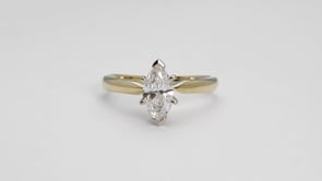 Natural 1 ct. tw. Marquise Diamond Solitaire Engagement Ring in 14K Yellow Gold close-up detail