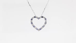 Yogo Sapphire & 1/4 ct. tw. Diamond Heart Pendant in 10K White Gold front view