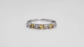 Round Citrine and Diamond Accent Fashion Band in 10K White Gold close-up detail