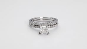 Noventa 1-1/2 ct. tw. Princess Cut Diamond Wedding Set in 14K White Gold side profile