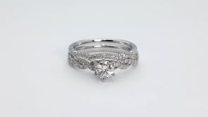 Noventa 1 ct. tw. Round Brilliant Diamond Wedding Set in 14K White Gold side profile