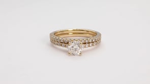 Natural 1-1/2 ct. tw. Round Brilliant Diamond Wedding Set in 14K Yellow Gold clasp detail
