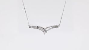 Journey Collection 1/3 ct. tw. Diamond Chevron Necklace in 10K White Gold close-up detail