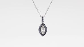 1/3 ct. tw. Marquise Diamond Yogo Sapphire Halo Pendant in 10K White Gold front view