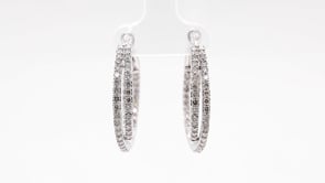 2 ct. tw. Diamond Double Row Hoop Earrings in 14K White Gold front view