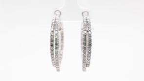 3 ct. tw. Diamond Double Row Hoop Earrings in 14K White Gold front view