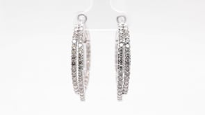 4 ct. tw. Diamond Double Row Hoop Earrings in 14K White Gold front view
