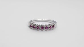 Ruby & 1/4 ct. tw. Diamond Halo Ring in 10K White Gold close-up detail