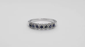 Sapphire & 1/4 ct. tw. Diamond Halo Ring in 10K White Gold close-up detail