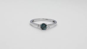 American Colors Round Montana Sapphire & 1/10 ct. tw. Diamond Halo Ring in 10K White Gold close-up detail