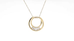 1/4 ct. tw. 3-Stone Diamond Double Circle Pendant in 10K Yellow Gold front view