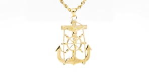 Anchor Crucifix Pendant in 10K Yellow Gold front view