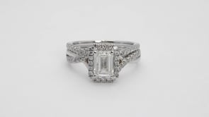 Adamante 2 ct. tw. Lab-Grown Emerald Cut Diamond Center Wedding Set in 14K White Gold front view