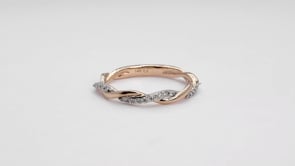 Perfect Match 1/10 ct. tw. Diamond Twist Stackable Anniversary Ring in 10K Pink Gold close-up detail