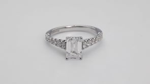 Adamante 2 ct. tw. Lab-Grown Emerald Cut Diamond Engagement Ring in 14K White Gold full view