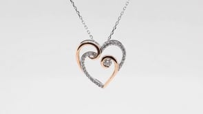 1/4 ct. tw. Diamond Double Heart Pendant in 10K Pink & White Gold front view