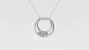 1/4 ct. tw. 3-Stone Round Diamond Double Circle Pendant in 10K White Gold front view
