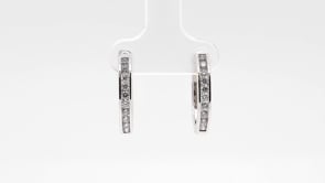 1/2 ct. tw. Diamond Channel Set Hoop Earrings in 10K White Gold front view