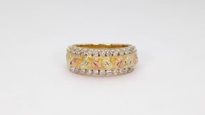 Black Hills Gold 1/2 ct. tw. Diamond Railroad Anniversary Ring in 10K Yellow Gold close-up detail