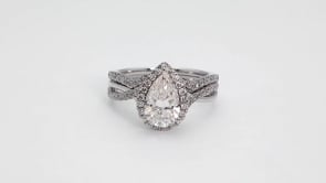 Adamante 2 ct. tw. Lab-Grown Pear Diamond Halo Twist Band Wedding Set in 14K White Gold side profile