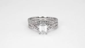 Adamante 1-1/2 ct. tw. Lab-Grown Emerald Cut Diamond Twist Band Wedding Set in 14K White Gold side profile