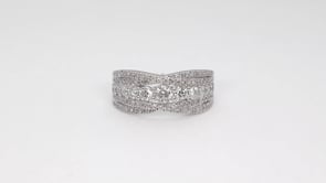 Journey Collection 1 ct. tw. Multirow Diamond Crossover Ring in 10K White Gold angled view