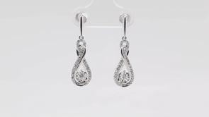 Infinite Love 3/8 ct. tw. Diamond Miracle Plate Infinity Dangle Earrings in 10K White Gold close-up detail