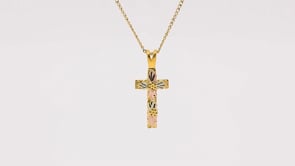 Black Hills Gold Grape Cluster & Leaf Cross Pendant in 10K Yellow Gold front view