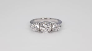 3 ct. tw. 3-Stone Round Brilliant Diamond Anniversary Ring in 14K White Gold close-up detail
