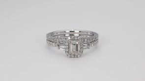 Adamante 1-1/2 ct. tw. Lab-Grown Emerald Cut Diamond Halo Wedding Set in 14K White Gold side profile