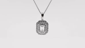 Adamante 1 ct. tw. Lab-Grown Emerald Cut Diamond Double Halo Pendant in 14K White Gold full view