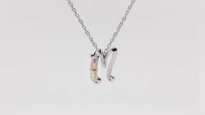 Black Hills Gold Initial Letter M Pendant in Sterling Silver front view