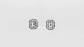 Adamante 1 ct. tw. Lab-Grown Emerald Cut Diamond Double Halo Earrings in 14K White Gold side profile