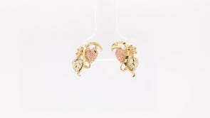 Black Hills Gold Grapevine & Double Leaf Drop Earrings in 10K Yellow Gold front view