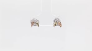 Black Hills Gold Double Leaf & Grape Cluster Stud Earrings in Sterling Silver front view
