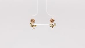 Black Hills Gold Rose Stem Drop Earrings in 10K Yellow Gold front view