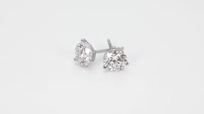 Lightbox 2 ct. tw. Lab-Grown Round Diamond Solitaire Earrings in 14K White Gold front view